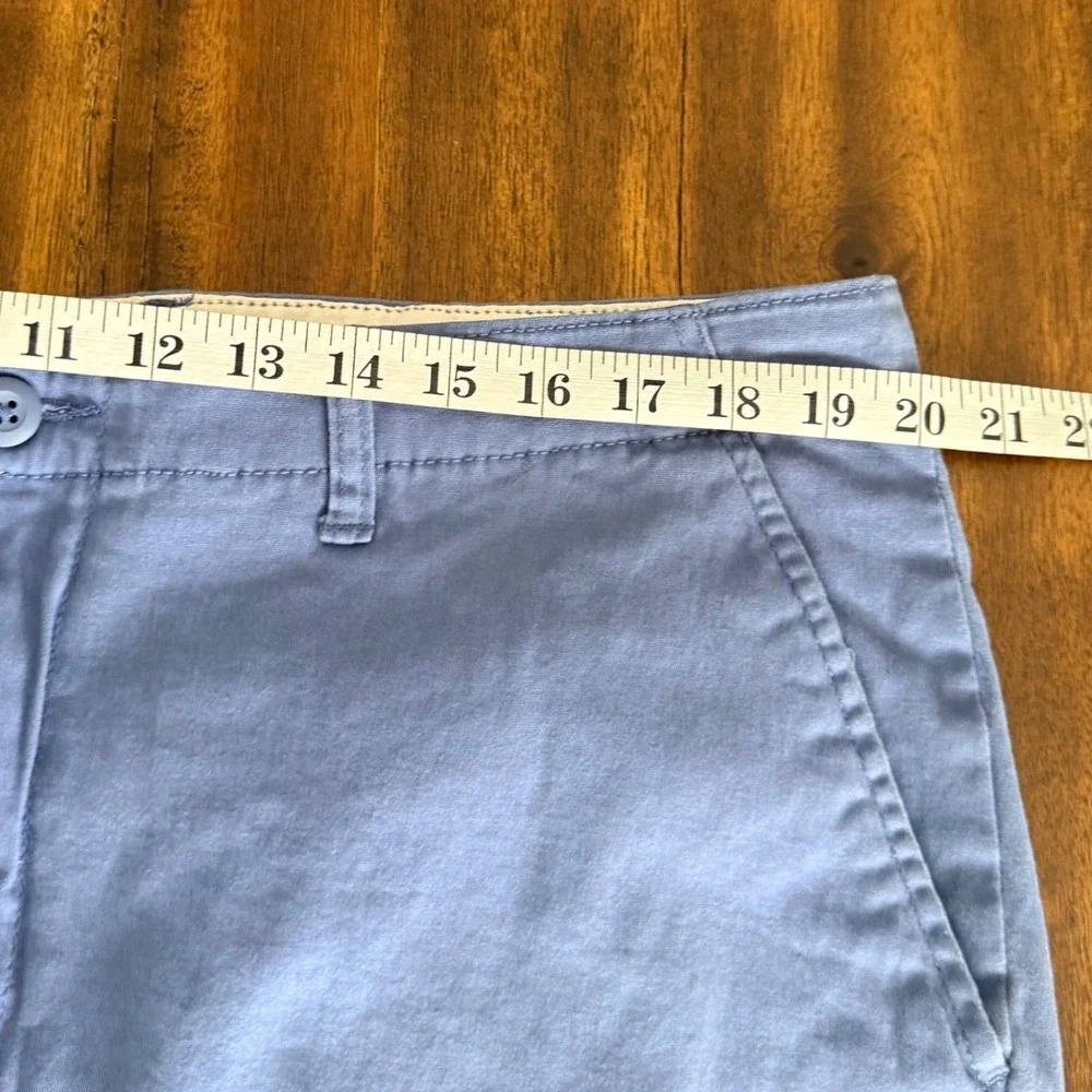 George Mens Light Blue Grey Flat Front Chino Shorts Size 40 Casual Twill Summer